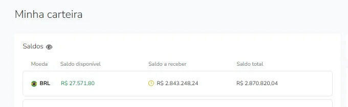 Print de resultado: R$ 2.870.820,04 em carteira